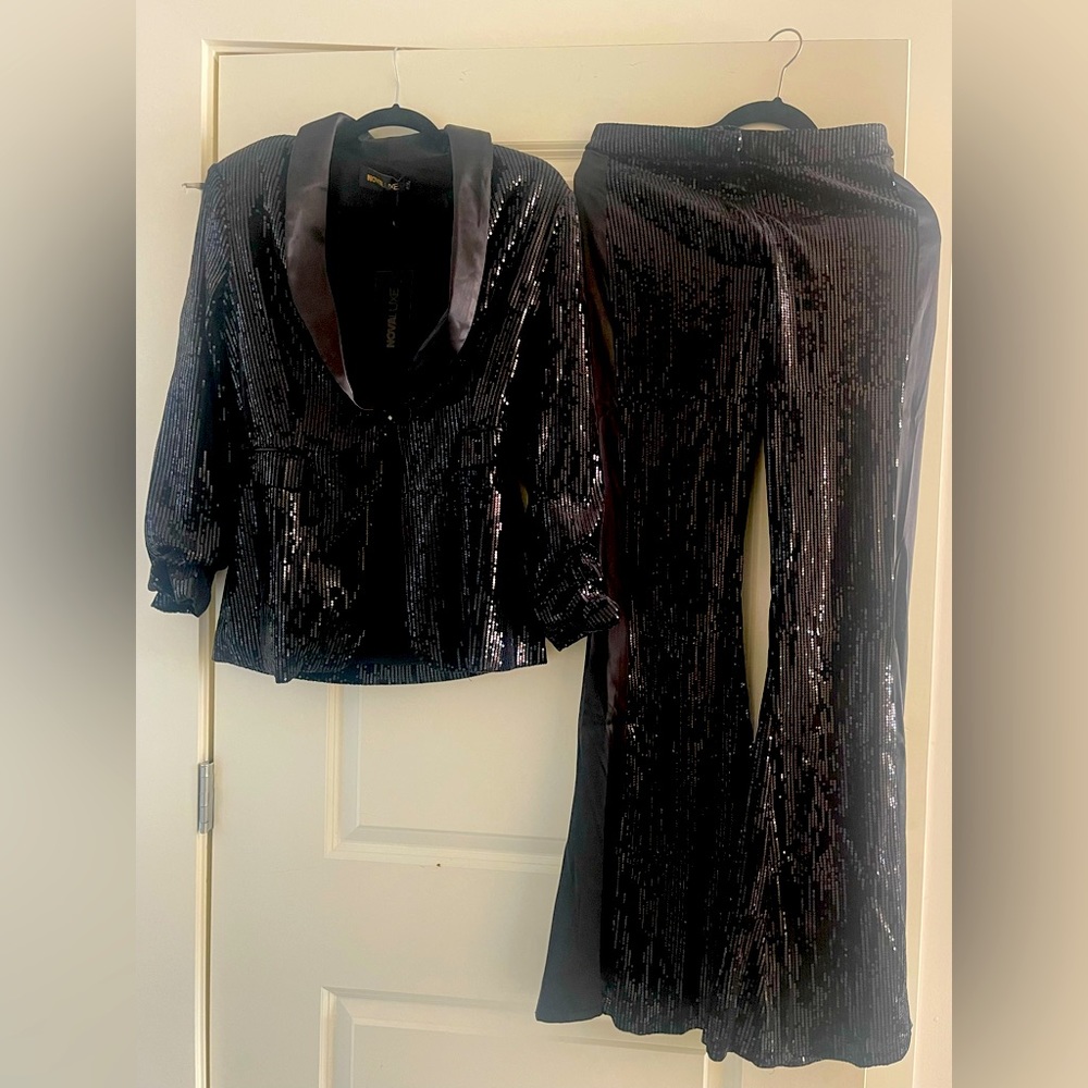 Black Sequin Tuxedo Suit